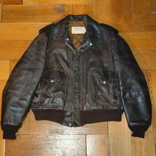 Vtg Schott A2 flight Jacket 46 brown leather 70s 80s  picture