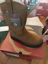 Wolverine Mens Work Steel Toe Wellington Brown Leather Boots W04707 Size 11 M picture