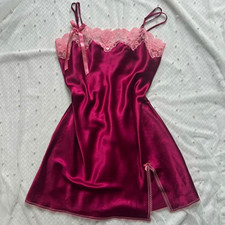 Vintage Y2K 2005 Victoria's Secret Angels Pink Lace Trim Slip Dress Size M picture