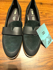 TOMS Women's Black Suede Loafer Flats Comfort Rubber Sole US 8.5.  Tags attached picture