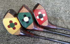 Vintage Burr Key Bilt Fancy Face Woods Golf Clubs  Driver Brassie Spoon picture