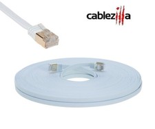 CAT7 SFTP Ethernet Patch Cable Flat Cord 10Gbps 6FT-100FT White Multi-Pack LOT picture