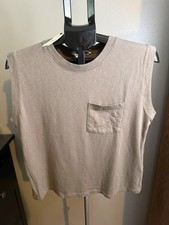 Banana Republic Medium Olive Taupe Sleeveless Pocket Tank Top NWT picture