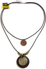 Long Boho Necklaces for Women Adjustable Layered Wooden Spiral round Disc Neckla picture