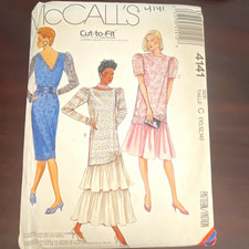McCall's 4141 Vintage 1980s Sewing Pattern Misses Dress Cummerbund Sz 10-14 picture