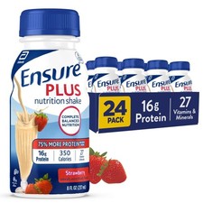 Ensure Plus Meal Replacement Nutrition Shake, Strawberry, 16g Protein, 8 fl oz - picture
