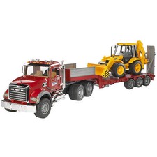 Bruder #02813 MACK Granite Truck with Low Loader and JCB Backhoe Loader NEW # picture