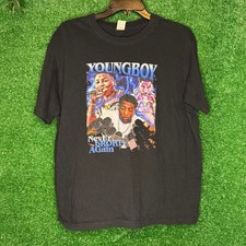 NBA YoungBoy Never Broke Again Black Graphic Rap T-Shirt Size Medium picture