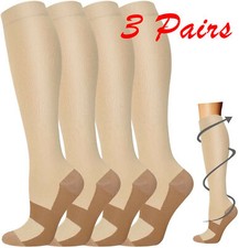3Pair Copper Compression Socks Medical Support Stocking Therapeutic Socks Relief picture
