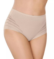 LEONISA Lace Stripe Undetectable Classic Shaper Panty sz Small Nude Beige 012903 picture