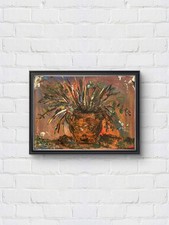 Shafer Original 12x16 Expressionist Plant In Terracotta Pot Painting Signed Wall picture