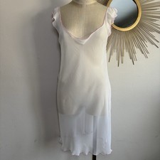 Vintage Natori Private Luxuries Sheer White Nightgown Size Medium Pink Trim picture