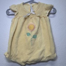 3 Mos HealthTex Vintage 1970's Baby Jumper Yellow Flower Terry Cloth picture