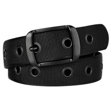 Plus Size Grommet Belt Single Prong Nylon Web Belts Black for Big and Tall Men/W picture