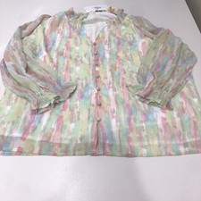 Avara Entro Multicolored Button Up Pattie Top Small picture