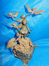 VTG MALCOLM MORAN 1970's BRONZE SCULPTURE -  GIRL w/ SEAGULLS picture