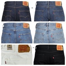 Levis 501 Original Fit Jeans Straight Leg Button Fly 100% Cotton Blue Black picture