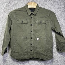 Carhartt Jacket Womens 2XL Green Canvas Shirt Jacket Lined Workwear 105049 G72 picture