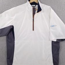 FootJoy Windshirt Mens Large White Gray Dryjoys Hydrolite Golf 1/4 Zip Ripstop picture