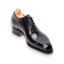 Handmade Black Genuine Leather Oxford Lace Up Cap Toe Office Dress Shoes For Men picture