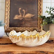Vintage Lenox USA Porcelain Shell Dish Gold Ivory Nautilus Trinket Candy Bowl 6