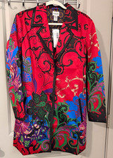 Chico’s Women’s Rouge Scroll Festive Floral Button Front Collared Lined Jacket 2 picture