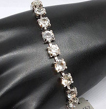 Vintage Eisenberg Ice Silver Tone Clear Rhinestone Bracelet Size 7 Inch with Tag picture