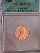 1963P LINCOLN Cent ICG MS67 Red High Grade picture