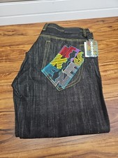 NWT Vintage Miskeen Baggy Embroidered Denim Jeans 40/33 Skater Hiphop Deadstock  picture