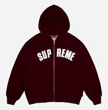Supreme Men’s Red Thermal Lined Full Zip Hoodie Logo Pockets 2XL picture