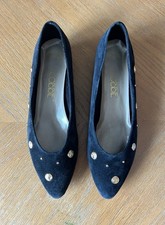 VTG Cobbie Black Suede Flats Gold-Toned Button Embellishments Whimsygoth 8.5N picture
