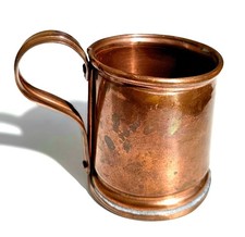 Antique Heavy Copper Tankard Mug, Brass Handle & Rim, Stamped 23 GR Crown QUART picture