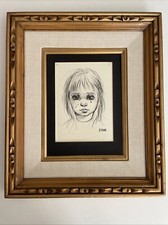 Vintage Keane Big Eyes  Picture Print  1960's 20
