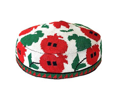 UZBEK IROQI TRIBAL HAND EMBROIDERED SILK HAT - APPROX 23  -  LARGE picture