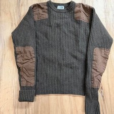 Vintage LL Bean Commando Sweater Mens Large Wool Army Ribbed Brown Green 228194 picture