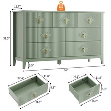 7 Drawer Dresser 54 Inch Wide Fluted Storage Cabinet Modern Bedroom Living Room picture