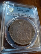 1874 YJ Peru 1 Sol, PCGS AU details; a toned specimen from South America picture