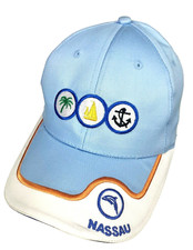 Nassau Beach Sail Boat Dolphin Embroidered Blue Cap Hat Snapback  picture