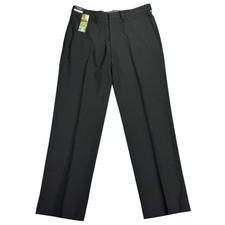 Haggar Mens Premium Comfort Classic Fit Flat Front Dress Pants Black 36x32 picture