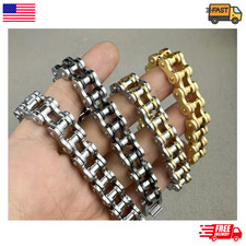 SOLID Stainless Steel Motorcycle Bike Chain Design Bracelet Men's Jewelry Gifts picture