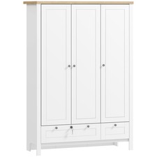 Wardrobe Closet with 3 Doors and 2 Drawers Bedroom Armoire White picture