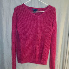 Karen Scott Women’s Sweater Pink Magenta Textured Knit Long Sleeve Size L picture
