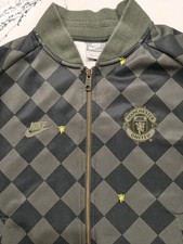 Vintage Nike Sportswear Manchester United Checkered Track Jacket S Olive Black picture