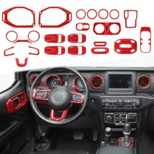 🌟23PCS Red Center Console Full Interior Trim Kit for Jeep Wrangler JL 2018-2023 picture