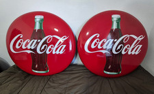 Coca-Cola 36 inch Round Advertising Porcelain Signs. Circa 1950. picture