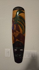 vintage, hand-carved, and painted wooden wall mask from Jamaica picture
