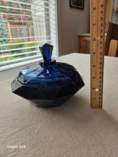RARE VTG Viking Glass Diamond Point Candy #6816 Charcoal Blue w/Lid--EXCELLENT picture