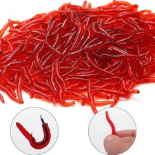 100 pcs Fishing Lure Lifelike Red Worm US Stock Soft Earthworm Realistic picture