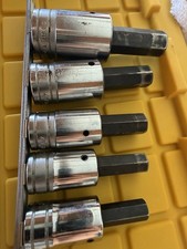 Vintage Snap-on USA SAE Hex Allen Bit Socket Set 1/2 Drive SA 7/16–3/4 5pc picture