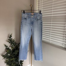 MOTHER Women's Jeans Size 28 The Insider Crop Step Fray Light Blue Denim picture